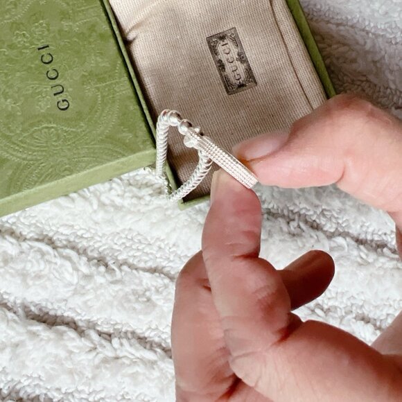 Gucci Interlocking GG Logo Sterling Silver Bracelet 8.3 Inch - New Authentic - Picture 4 of 5